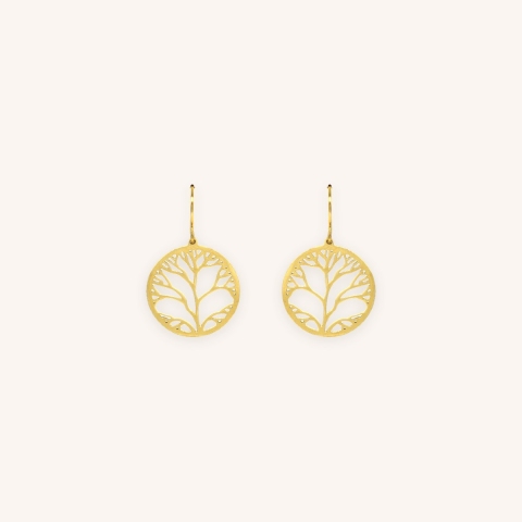 Yellow steel tree life earrings - Zag Bijoux