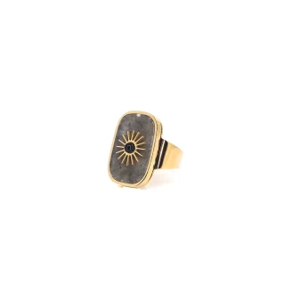 Sun stone labradorite gold ring - Zag Bijoux