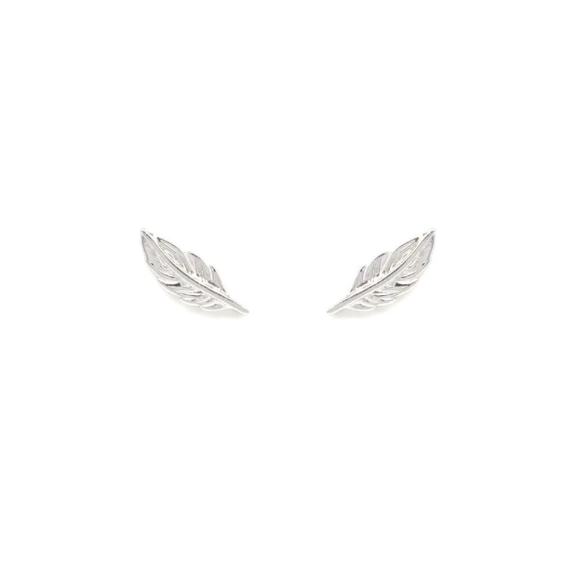 Little feather silver earrings - Pomme Cannelle