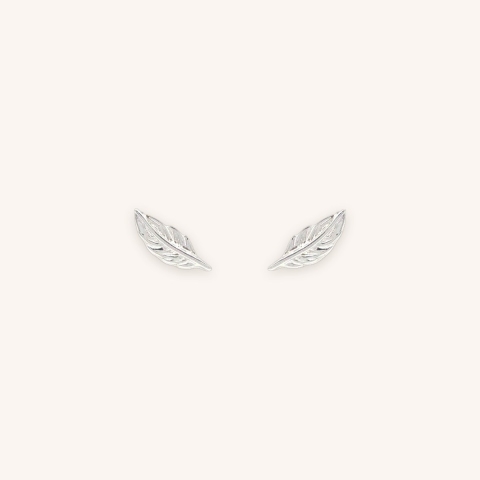 Little feather silver earrings - Pomme Cannelle