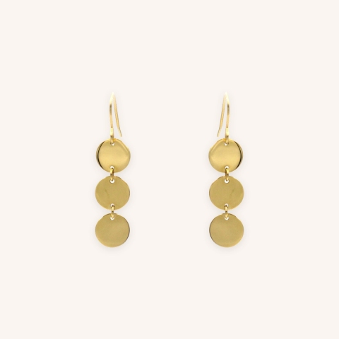 Boucles d'oreilles 3 pastilles en acier jaune - Zag Bijoux