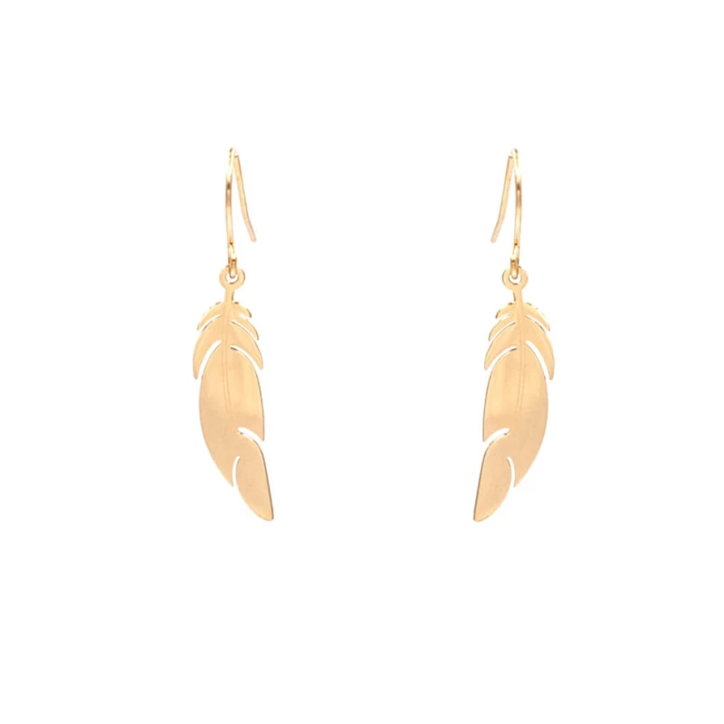 Pink steel feather earrings - Zag Bijoux