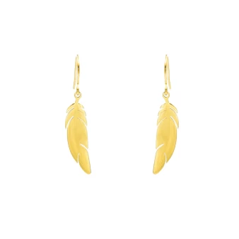 Feather earrings in yellow...