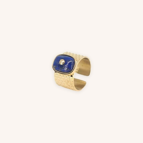 Bague jonc stone lapis lazuli en acier jaune - Zag Bijoux