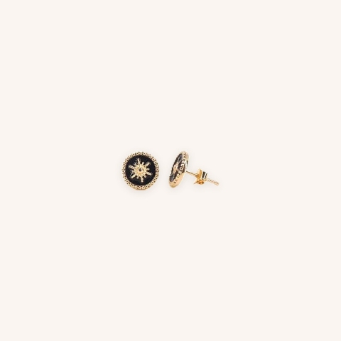 Earrings nails sun black gold - Pomme Cannelle