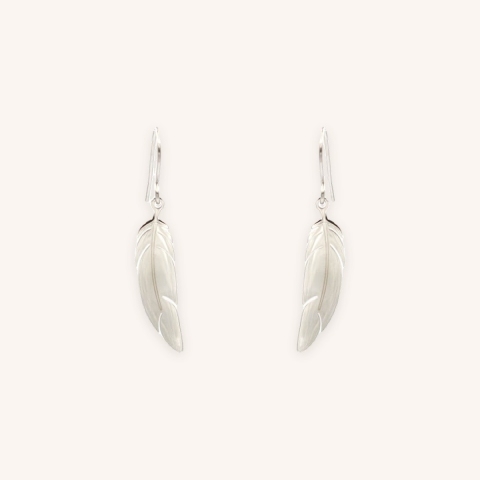 Boucles d'oreilles plume en acier - Zag Bijoux