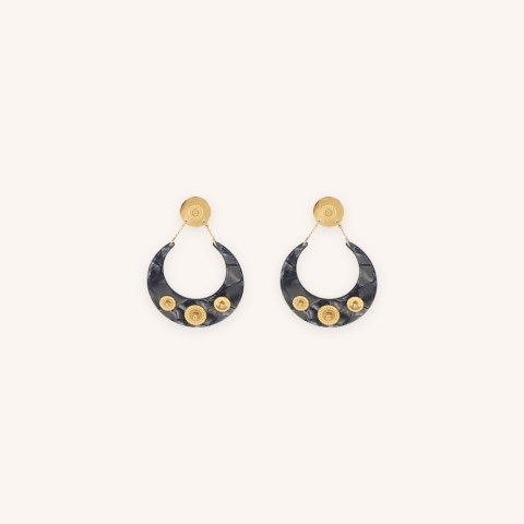 Boucles d'oreilles lune acétate grises acier - Zag Bijoux