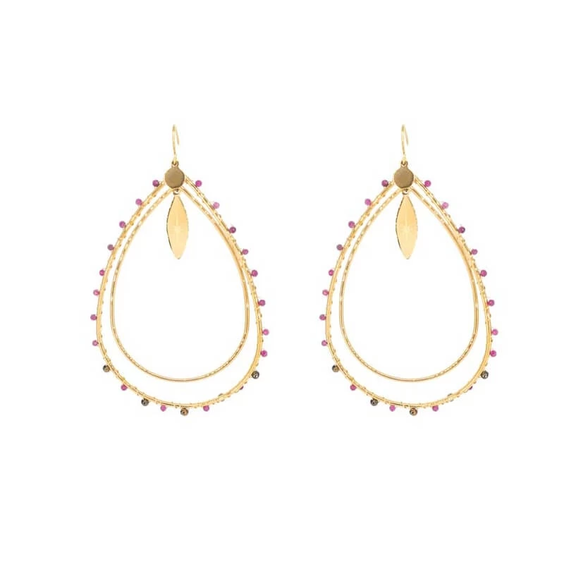Aurelia fushia gold earrings - Zag Bijoux