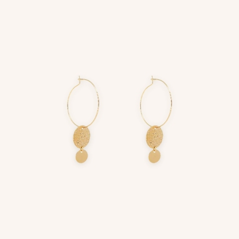 Double pastilles gold hoop earrrings - Pomme Cannelle