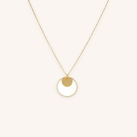 Hammered pastille circle gold necklace - Pomme Cannelle