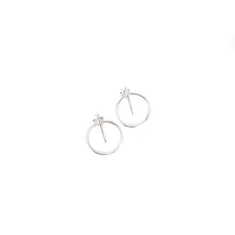Bar circle silver earrings - Pomme Cannelle