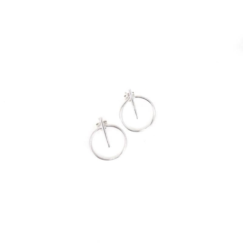 Boucles d'oreilles cercle barrette argent - Pomme Cannelle