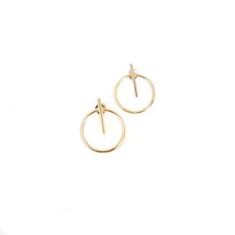 Bar circle gold earrings - Pomme Cannelle