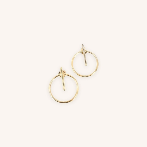 Boucles d'oreilles cercle barrette plaqué or - Pomme Cannelle