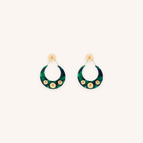 Green steel acetate moon earrings - Zag Bijoux
