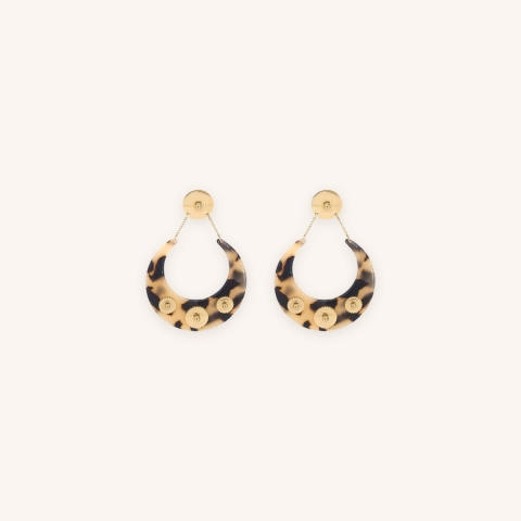 Brown Steel acetate moon earrings - Zag Bijoux