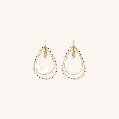 Boucles d'oreilles aurélia noir en acier jaune - Zag Bijoux