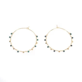 Precious malachite gold hoop earrings - Zag Bijoux