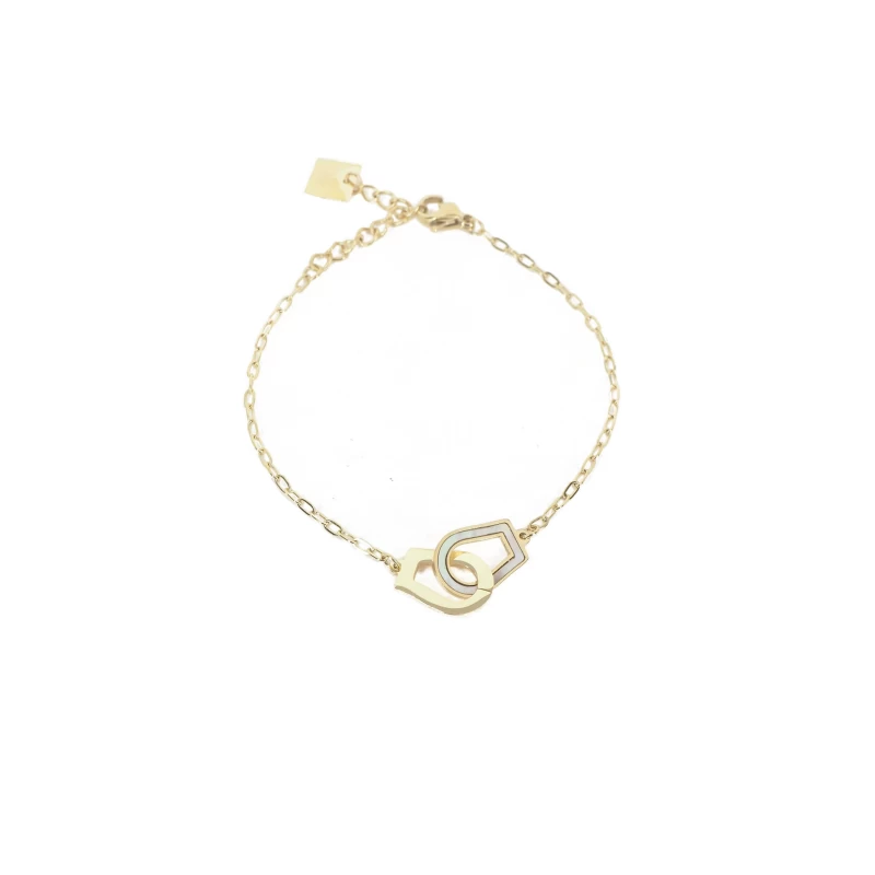 Bracelet menottes nacrées en acier jaune - Zag Bijoux Bracelet menottes nacrées en acier jaune - Zag Bijoux