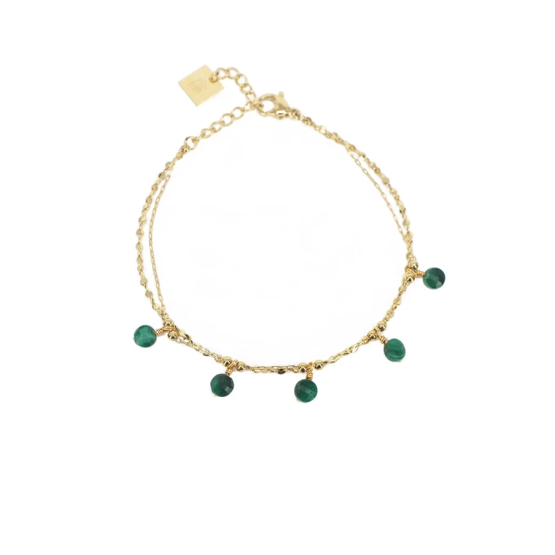 Malachite pearls gold bracelet - Zag Bijoux