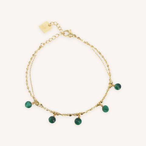 Malachite pearls gold bracelet - Zag Bijoux