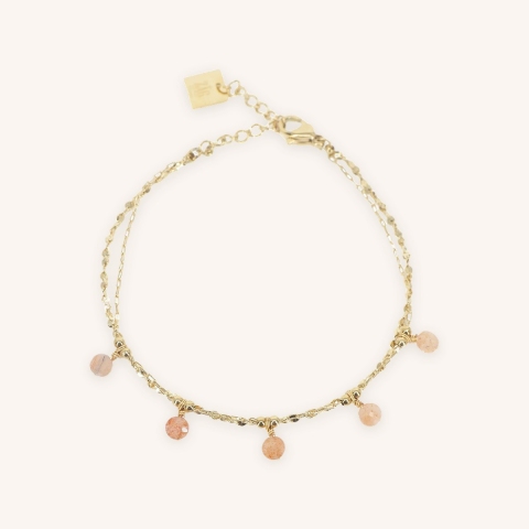 Bracelet perle héliolite en acier jaune  - Zag Bijoux