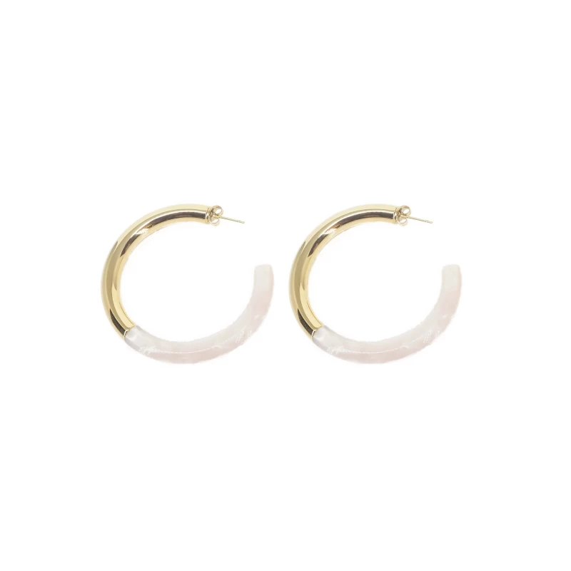 Pearly acetate gold hoop earrings - Zag Bijoux