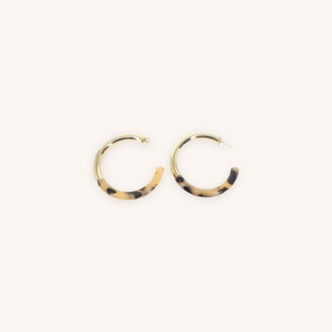 Boucles d'oreilles créoles acétate léopard - Zag Bijoux