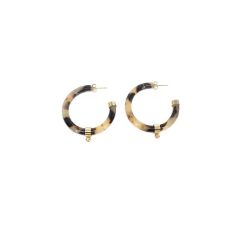 Leopard acetate ball gold hoop earrings - Zag Bijoux