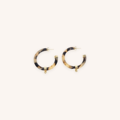 Leopard acetate ball gold hoop earrings - Zag Bijoux