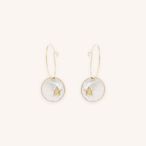 Pearly star pastille gold hoop earrings - Zag Bijoux