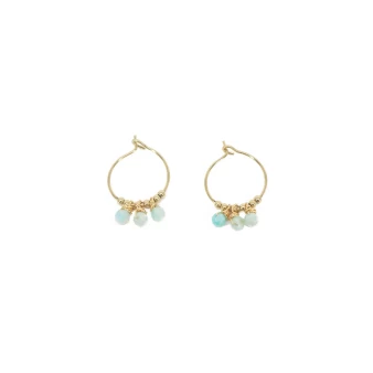 Amazonite mini gold hoop earrings - Zag Bijoux