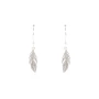Long feather silver earrings - Pomme Cannelle