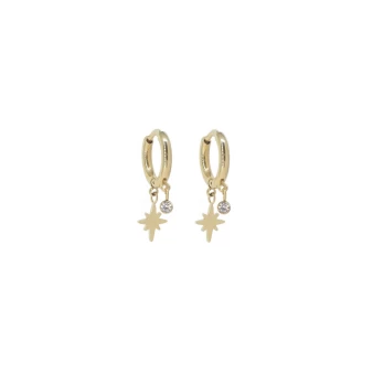 Mini compass gold hoop earrings - Zag Bijoux