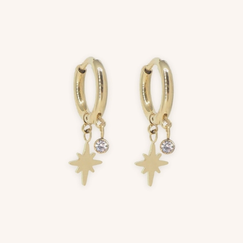 Mini compass gold hoop earrings - Zag Bijoux