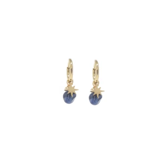 Lapis lazuli compass gold hoop earrings - Zag Bijoux