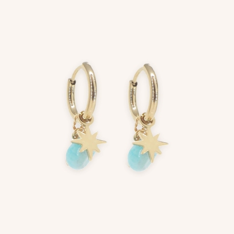 Boucles d'oreilles créoles boussole amazonite - Zag Bijoux