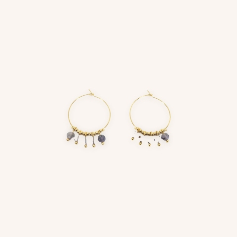 Lina sodalite hoop earrings - Zag Bijoux