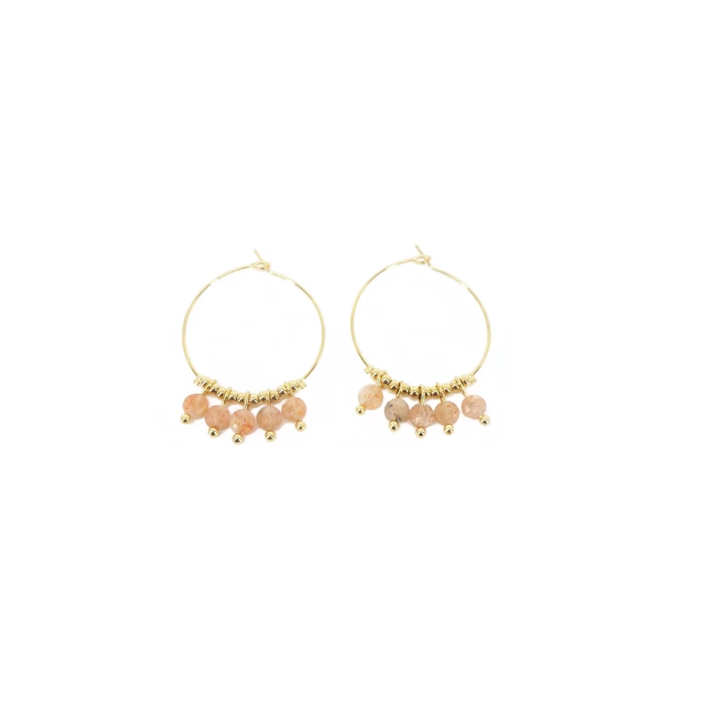 Lina heliolite gold hoop earrings - Zag Bijoux