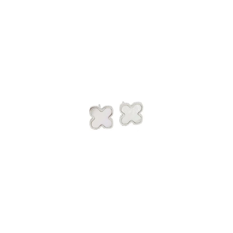 Pearl clover silver stud earrings - Zag Bijoux Pearl clover silver stud earrings - Zag Bijoux