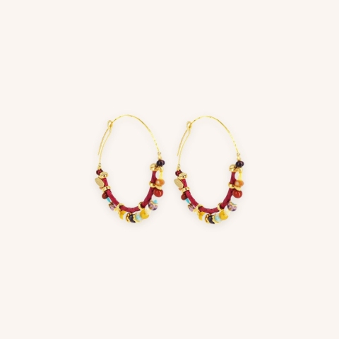 Boucles d'oreilles créoles comédia multicolore or - Gas bijoux