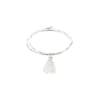 Double elastic pompom silver bracelet - Doriane bijoux