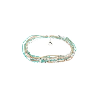 Beige turquoise wavy multi-wrap bracelet - Doriane bijoux