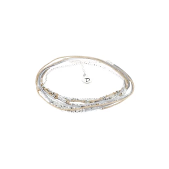 Beige gray wavy multi-wrap bracelet - Doriane bijoux
