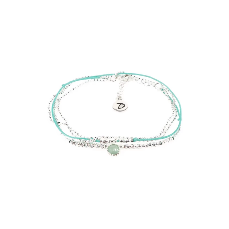 Bracelet multi-tours fin aventurine turquoise - Doriane bijoux