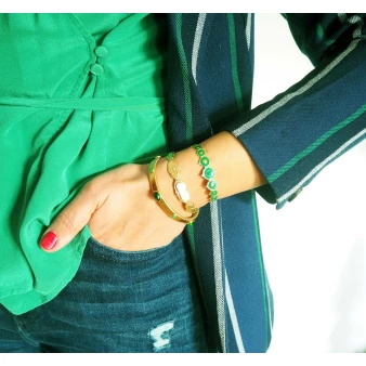 Green Laguna gold bangle bracelet- Shyloh Paris