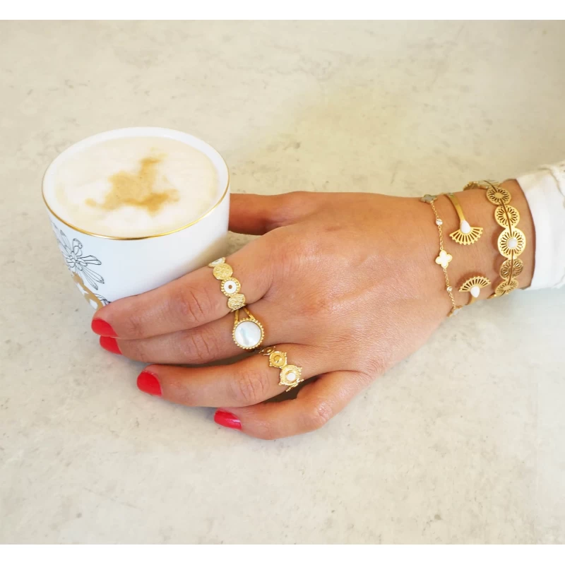 Pearly clovers gold bracelet - Zag Bijoux Pearly clovers gold bracelet - Zag Bijoux