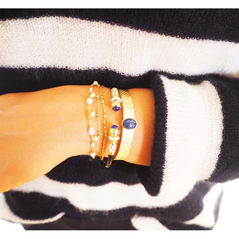 Stone turquoise bangle bracelet - Zag Bijoux