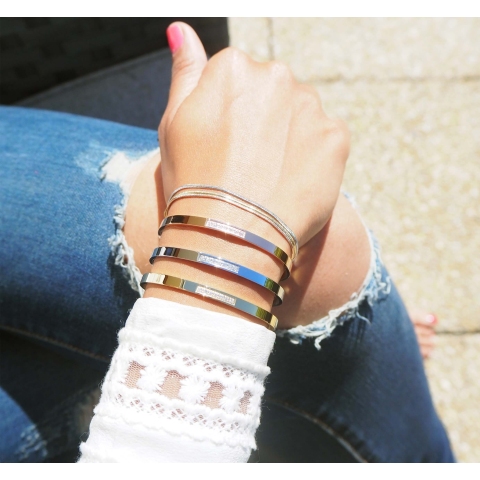 Bracelet jonc strass en acier - Zag Bijoux