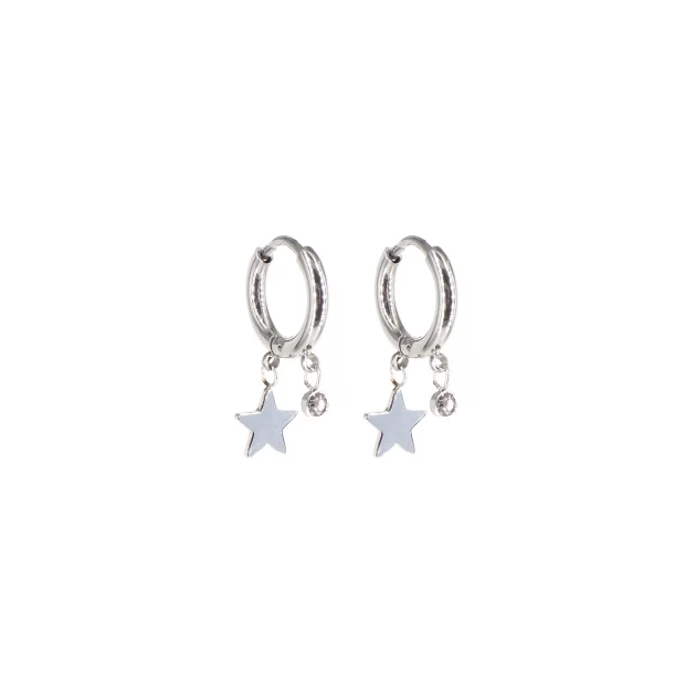 Star hoop earrings in steel...